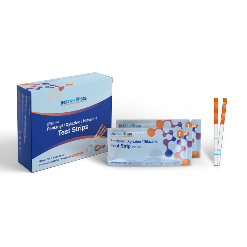 Fentanyl/Xylazine/Nitazene test strip, for forensic and harm reduction applications, 25 strips