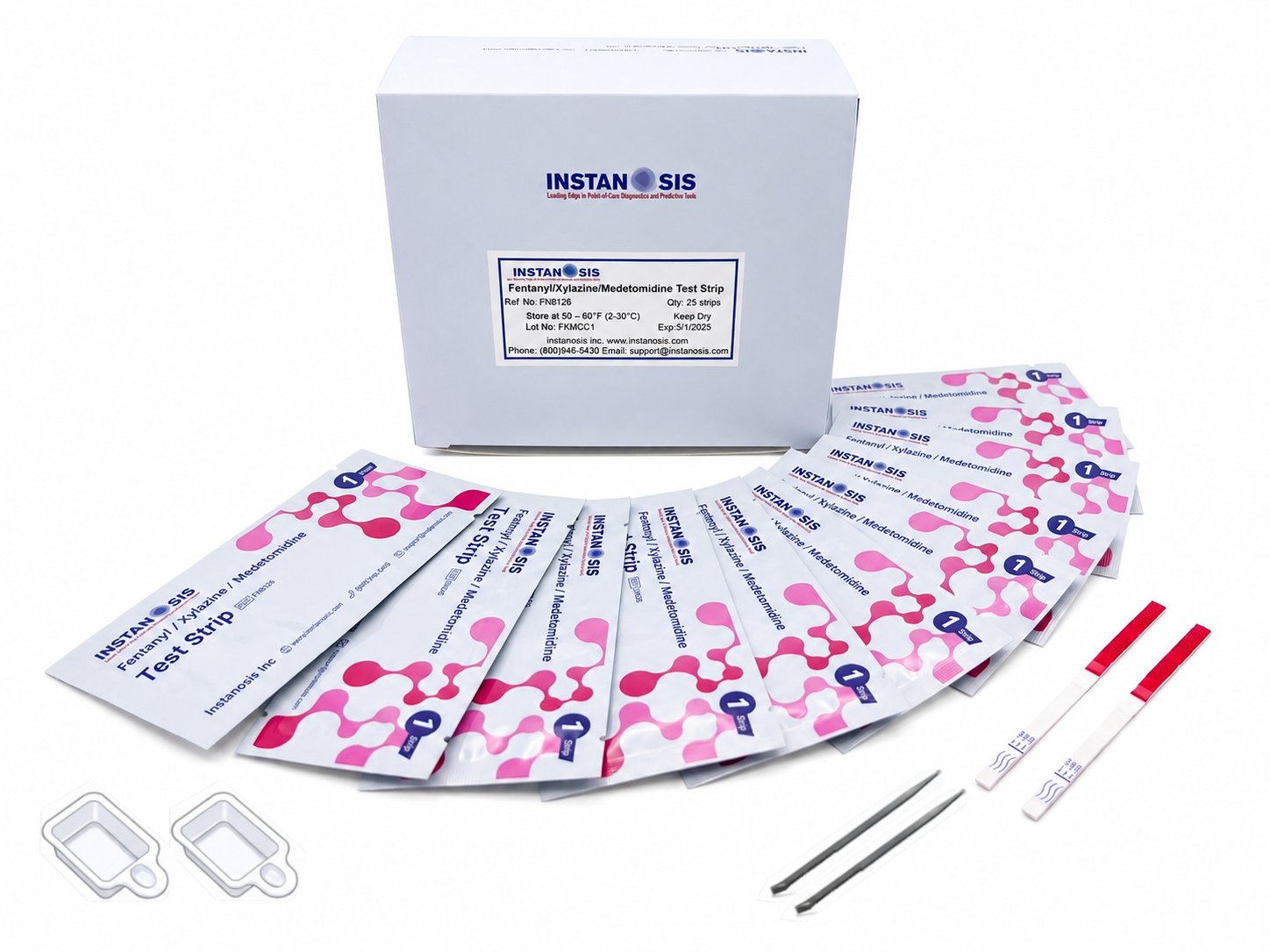 3-in-1 Fentanyl/Xylazine/Medetomidine test kit, sample preparation tools included